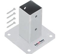 Supports de poteaux Unyqoos® à visser, pour poteaux en bois de 50 x 50 mm – Acier 2 mm, plaque de base 110 x 110 mm, galvanisation à chaud, longueur 120 mm