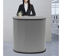Supports de présentation pliables, comptoirs d'accueil argentés, comptoirs de réception, présentoirs pour salons, comptoirs ronds pour salons, stands promotionnels, comptoirs depour événements spéciau