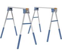 Supports de scie et supports de travail - Supports métalliques - Pliables - Réglables en hauteur - Pieds télescopiques - Capacité de charge : 1200 kg - Lot de 2 - Bleus
