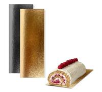 Supports Gâteau Rectangulaires 30x10 cm Or/Noir Pack 15 | Be Your Packer | Expositeur réversible en carton de 1 mm. Double face or et noir pour gâteaux, biscuits et pâtisseries.