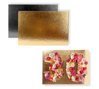 Supports Gâteau Rectangulaires 40x30 cm Or/Noir Pack 10 | Be Your Packer | Expositeur réversible en carton de 1 mm. Double face or et noir pour gâteaux, biscuits et pâtisseries.