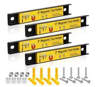 Supports magnétiques pour outils, 8 pouces, lot de 4, barres magnétiques robustes pour garage et établi