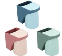 Supports muraux pour brosses à dents Unyqoos®, lot de 3, en PP neutre en odeur, avec gobelets magnétiques, adhésifs, de couleurs variées – système de rangement 2 en 1 pour la salle de bain