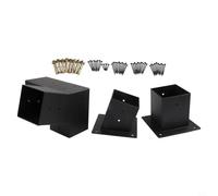 Supports muraux pour pergola de toit incliné, kit en acier unidirectionnel à 3 voies pour poteaux de 10,2 x 10,2 cm, quincaillerie noire pour tonnelle d'extérieur avec vis (ensemble droit 15°)