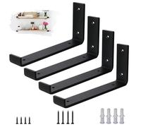Supports muraux robustes, angles de charge lourde, 4 pièces, 25x10 cm, couleur noire