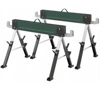 Supports pliables pour scie - Réglables en hauteur - Alliage d'aluminium - Pieds antidérapants - Poignée de transport - Portables - Vert