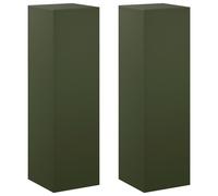 Supports pour plantes, 2 pièces, vert olive, 30 x 30 x 100 cm, en acier