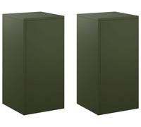 Supports pour plantes, 2 pièces, vert olive, 30 x 30 x 60 cm, en acier