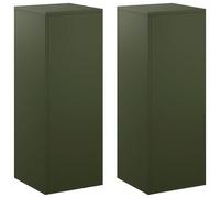 Supports pour plantes, 2 pièces, vert olive, 30 x 30 x 80 cm, en acier