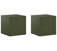 Supports pour plantes, 2 pièces, vert olive, 40 x 40 x 40 cm, en acier