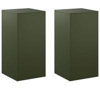 Supports pour plantes, 2 pièces, vert olive, 40 x 40 x 80 cm, en acier