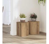 Supports pour plantes en bois d'ingénierie - vidaXL - Chêne artisanal - 20x20x30 cm - Capacité 50 kg - Lot de 2