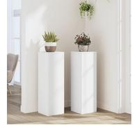 vidaXL Support pour plantes 25x25x80 cm Bois d'ingénierie Blanc Lot de 2