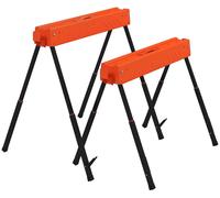 Supports pour scie - Lot de 2 - Pliables - Réglables en hauteur - Pour bois de 5 x 10 cm - Poignée de transport - Orange