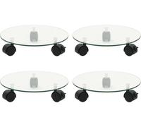 Supports roulants à plantes 4 pcs 28 cm Verre trempé Rond