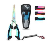 supregear Pince de Pêche, Outils en Acier Inoxydable Multicolore avec Anneau Fendu, Extracteur D'hameçons, Coupe-Ligne, Étui, Cordon, Équipement de Pêche Résistant à l'eau Salée
