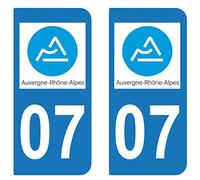 SupStick 2 Stickers Autocollant Plaque IMMATRICULATION DEPT 07 Auvergne-Rhône-Alpes