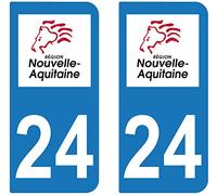 supstick 2 Stickers Autocollant Plaque IMMATRICULATION DEPT 24 Nouvelle-Aquitaine