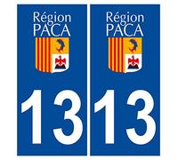 Supstick 2 Stickers Autocollants Plaques Immatriculation Auto Dept 13 Paca Bleu Foncé Angles Carrés