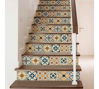 SUPSTICKER 1 pièce Autocollant PVC à effet de carreaux marocains pour contremarche, porte de placard, crédence de salle de bain, 3 styles, 41,73x6,97 po 41,73 pouces * 6,97 poucesPolychlorures de viny