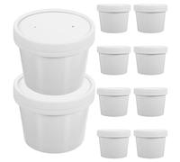 SUPVOX 10 Ensembles Gobelet Repas Jetable 240ml en Papier Blanc | Portions Prêtes à Emporter, Contrôle des Portions, pour Soupe et Riz, Rangement Compact au Réfrigérateur