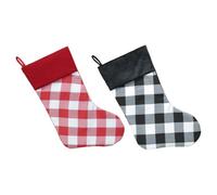 SUPVOX 2 Pièces Chaussette de Noël Décorée à Carreaux, Pochette Suspendue | Tissu Non Tissé, Boucle D’accrochage, Grand Volume pour Petits Présents et Bonbons, Décor Mural