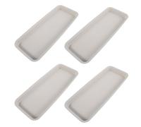SUPVOX 4 Pièces Soucoupe Rectangulaire Plateau Anti-Goutte Résistant à l'usure en Résine Blanche pour Pot de Fleur pour Plantes D'intérieur et Jardinières Maison