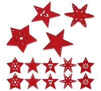 SUPVOX 50 Pendentifs en Bois Rouge D'étoile à Cinq Branches, Surface Lisse, Facile à Utiliser, pour Décoration de Noël et Bricolage Diy, Lot de 50 Pièces