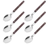 SUPVOX 5pcs Cuillères de Service en Acier Inoxydable Manche Imitation Bois, Design Rustique et Moderne, Adaptées pour Dessert et Service de Repas