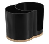 SUPVOX Boîte de Rangement Compacte en Bambou et Plastique Noire Design Rond à Double Compartiment pour Cotons Démaquillants et Disques de Coton pour Salle de Bain et Coiffeuse