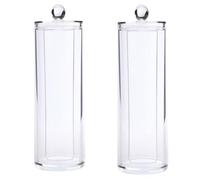 SUPVOX Boîte de Rangement Cosmétique Cylindrique Transparente 2 Pièces 7x7x19 Cm Étanche à L'air pour Cotons Démaquillants Organisateur Ménage Salle de Bain