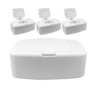 SUPVOX Boîte Distributrice de Lingettes Humides en Plastique Blanc, Lot de 4, Format Cube Rechargeable, Design Moderne pour Salon, Chambre et Salle de Bain, Rangement Pratique