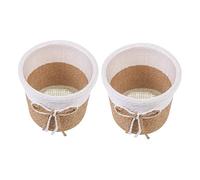 SUPVOX Cache Pot en Osier Décoratif 2 Pièces pour Plantes, Style Créatif | Papier Tressé, pour Décoration Bureau et Hôtel, Panier Rond Polyvalent