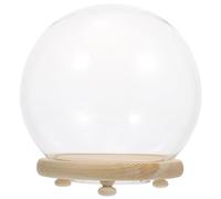 SUPVOX Dôme de Verre Lumineux 10 Cm Couvercle de Fleur et Socle en Bois, Décoration Intérieure Artisanale pour Bureau et Maison, Protection Anti-poussière pour Micro-paysages