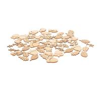 SUPVOX Lot de 50 Pièces D'ornements en Bois Brut Animaux et Plantes, Adapté la Peinture L'écriture, Décorations DIY pour Anniversaires et Fêtes