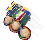 SUPVOX Lot de 6 Set de Set de Mini Chapeaux Mexicains et Ponchos de Bouteille de Bière, Décorations Colorées Jaune, Bleu et Vert pour Bouteilles de Vin, Accessoires Festifs pour Fête