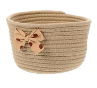 SUPVOX Panier de Rangement Tressé en Corde de Coton Nœud Décoratif, Petit Panier Rond Khaki pour Bureau et Décoration Chambre, Organisateur Pratique pour Cosmétiques et En-cas