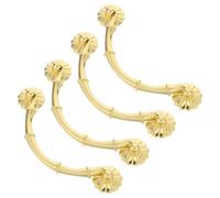 SUPVOX Poignées de Porte Forme Bambou en Alliage de Zinc Lot de 4 Couleur Or Design Naturel Vintage, Prise Améliorée, Installation Polyvalente Cuisine