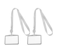 SUPVOX Porte-badge en Alliage D’aluminium Léger et Résistant, Lot de 2 Set de Set de Porte-cartes D’identité Verticaux avec Porte-lanière, Étui Protection Réutilisable pour Bureau, École