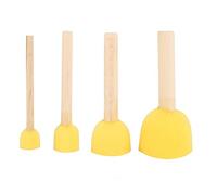 SUPYINI Brosse à Pochoir Artisanale Ronde 11x7x4, Paquet de 4, Manche en Bois, Pochoir, Brosse en Mousse éponge, Outil de Peinture Artisanale pour Meubles
