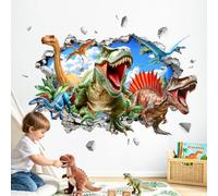 Supzone 3D Stickers Muraux Dinosaures Grands Autocollant Mural Tyrannosaure Décoration Murale Colorés Dino pour Chambre Enfants Garçon Bébé Salle de Jeux Pépinière