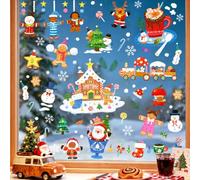 Supzone 9 Feuilles Autocollants Fenêtre Bonhomme Pain D'épices Noël Déc | Stickers Vitre Adhésifs Décoratifs Avec Motifs Maison Pain D'épices Père Noël Sapin Train et étoile pour Décorer les Vitres