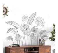 Supzone Stickers Muraux Plantes Tropicales Noir et Blanc - Décoration Murale Élégante Autocollant Mural Feuilles Exotiques pour Salon Chambre Bureau ou Salle à Manger