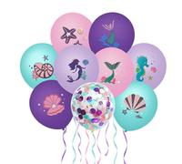 Surakey 15pcs Sirène Ballon De Fête, Confettis Sirène Ballons, Violet Rose Ballon en Latex, Ballons Gonflables pour Filles Sirène Thème Anniversaire Baby Shower Décorations De Fête, Type 17