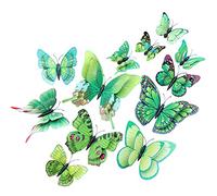 Surakey 72 Pièces 3D Papillon Stickers, Muraux Décoration Papillon, Papillons Magnétiques, Autocollants Muraux Amovibles, pour Chambre d'enfant, Fête, Chambre, Décoration de Gâteau (Vert)