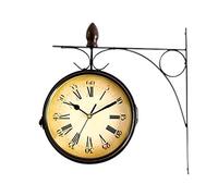 Surakey Horloge Murale Double Face Vintage Métal Horloge Silencieuse 32cm Horloge Murale Suspendue Décoration Extérieure Horloge de Station de Jardin pour Salon Bureau Maison Décoration Et Cadeaux