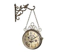 Surakey Horloge Murale Double Face Vintage Métal Horloge Silencieuse 44cm Horloge Murale Suspendue Décoration Extérieure Horloge de Station de Jardin pour Salon Bureau Maison Décoration Et Cadeaux