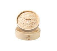 Surakey Panier Vapeur en Bambou | Diamètre 8cm | 1 Étages | Panier Vapeur Asiatique | Panier en Bambou pour Cuisson Vapeur pour Dim Sum, Riz, Légumes, Poisson et Viande, Nature