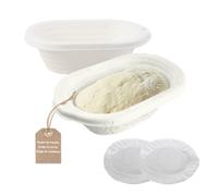 Surebuy Panier de fermentation ovale 23 cm pour pain au levain - Lot de 2 avec linge de couche - Banneton Brotform pour boulangerie maison