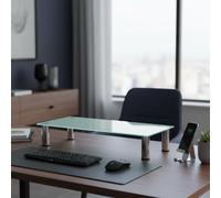 Surélévation de moniteur Rehausse de bureau Support d'écran blanc 80x17x35cm